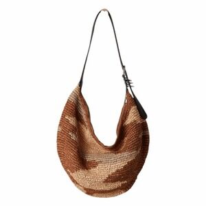 Free People Santorini Straw Tote Bag Neutral Brown Tan Mix